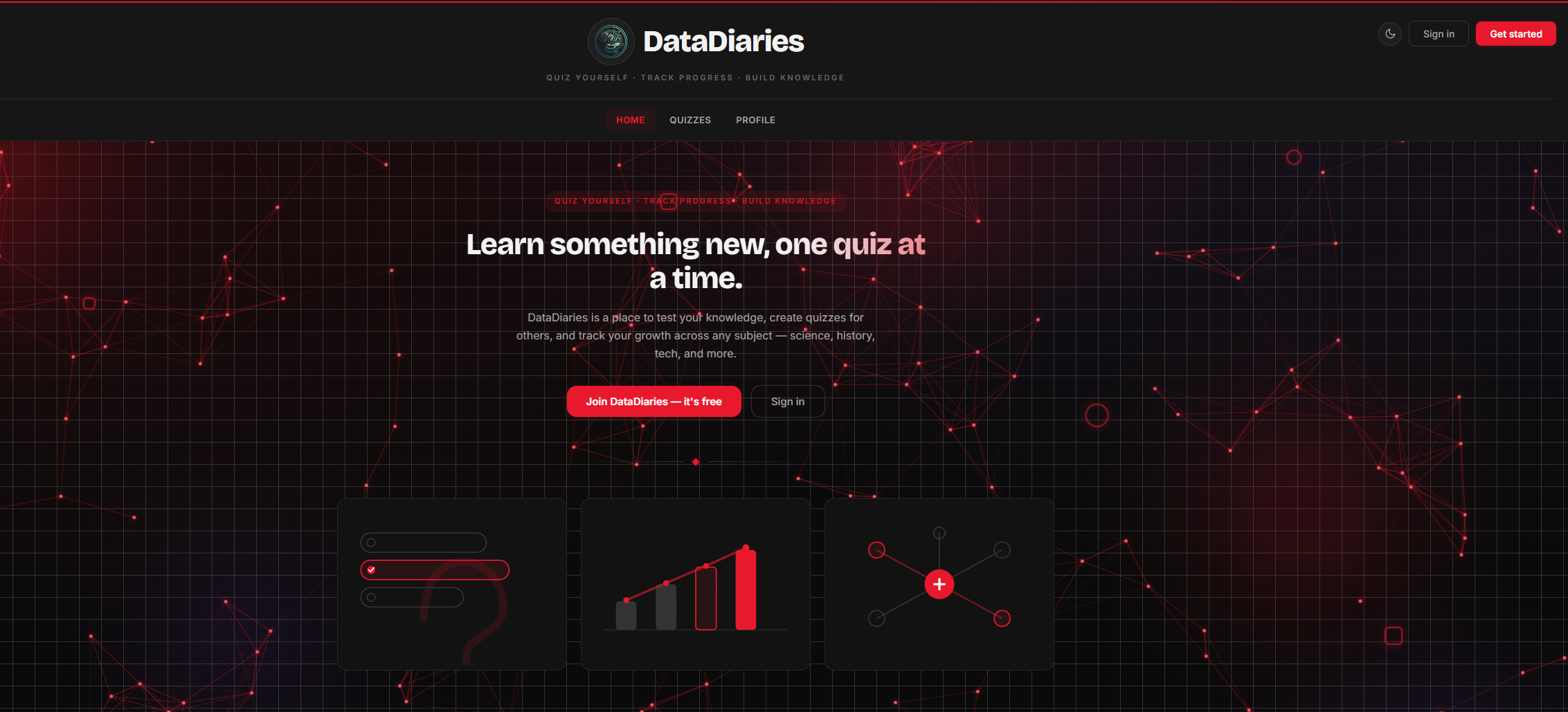 DataDairies landing page