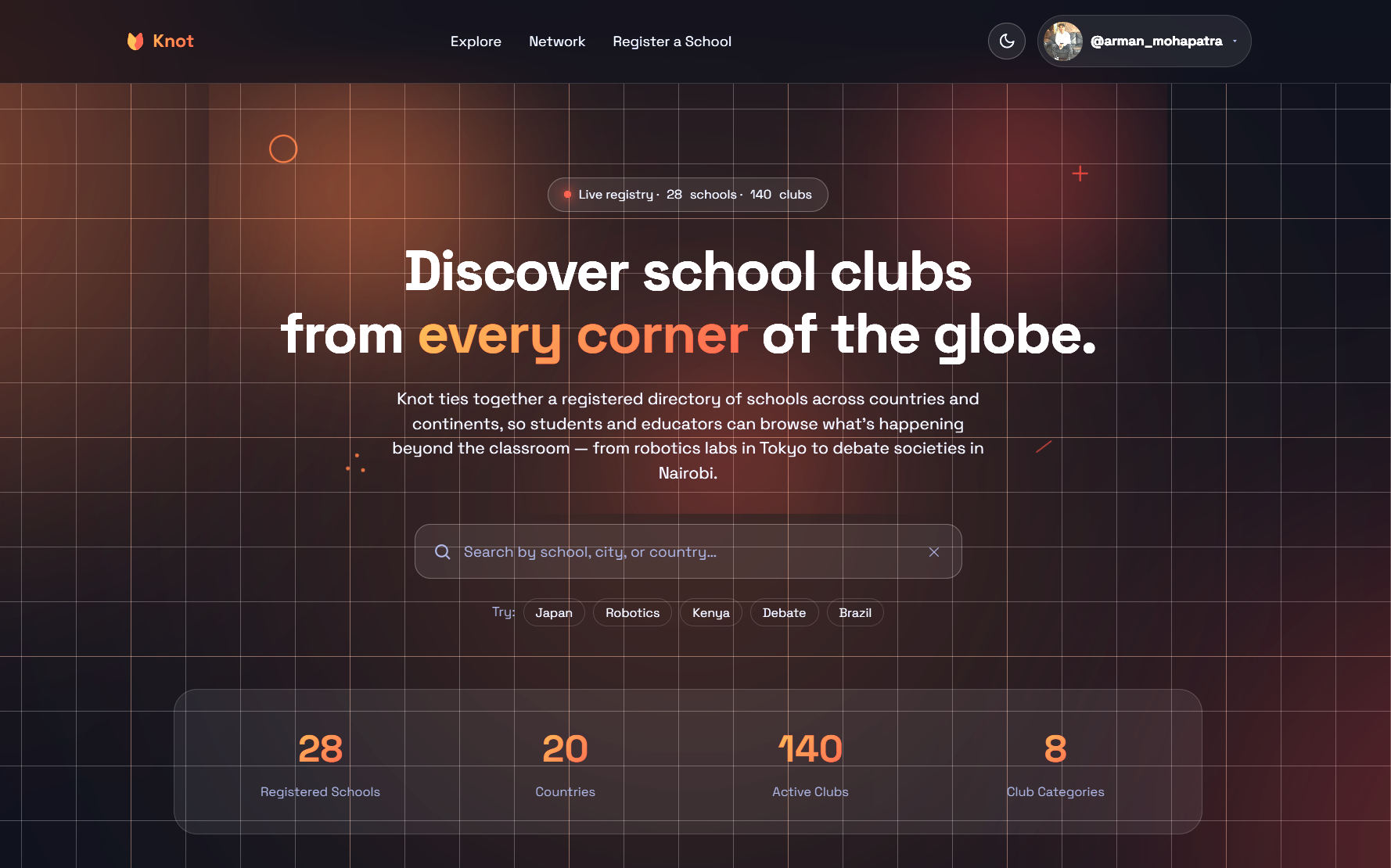 Knot friends and network page